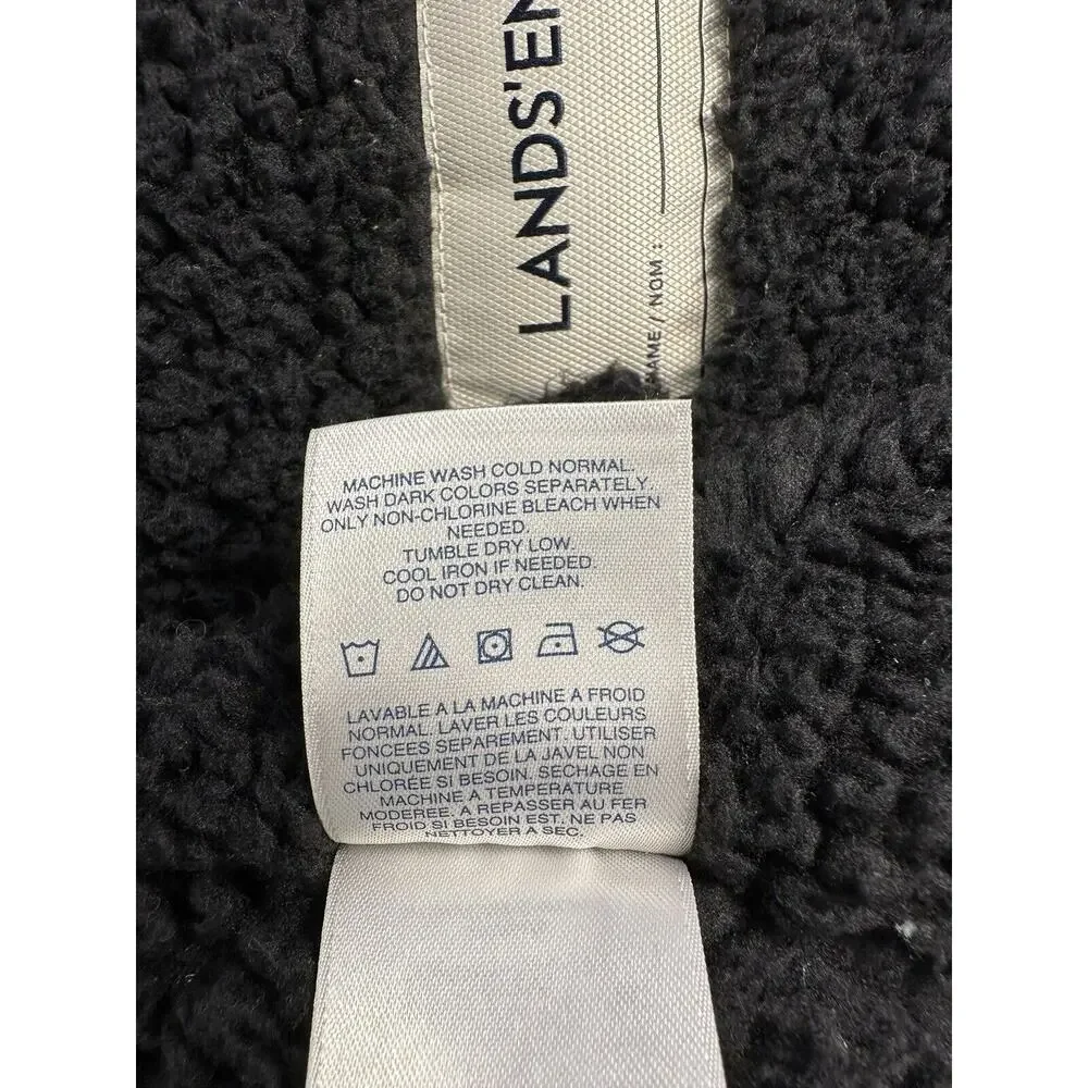 LANDS' END UNISEX READ PLAID VEST W/HOODY SHERPA LINED Size Small PERFECT!